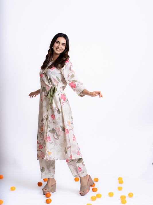 LINEN FLORAL BELTED CO-ORDINATE SET