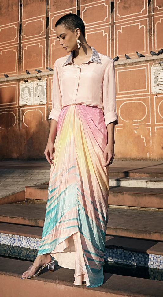 PRINTED SKIRT WITH SHIRT SET