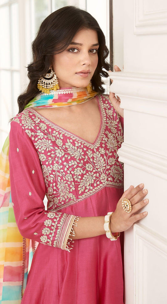 PINK CHANDERI SHARARA SET