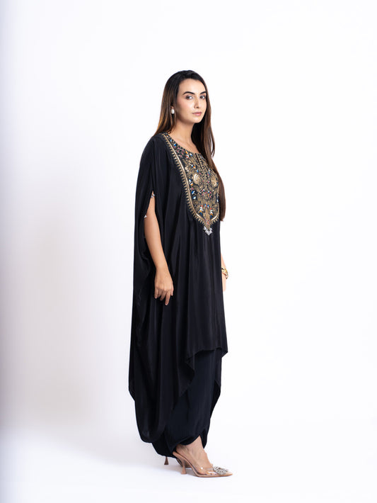 EMBROIDERED CO-ORD SET WITH KAFTAN TOP AND DHOTI PANT