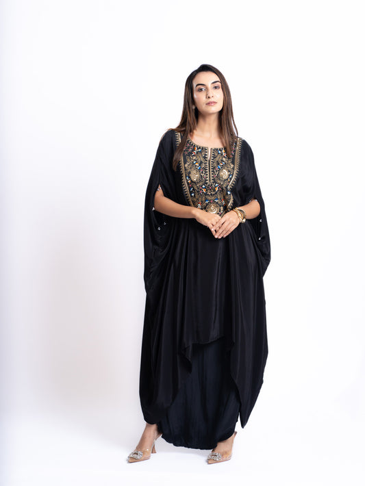 EMBROIDERED CO-ORD SET WITH KAFTAN TOP AND DHOTI PANT
