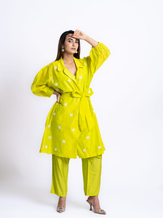 ORGANZA EMBROIDERED CORD SET WITH KURTA AND PANT