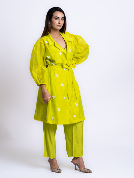 ORGANZA EMBROIDERED CORD SET WITH KURTA AND PANT