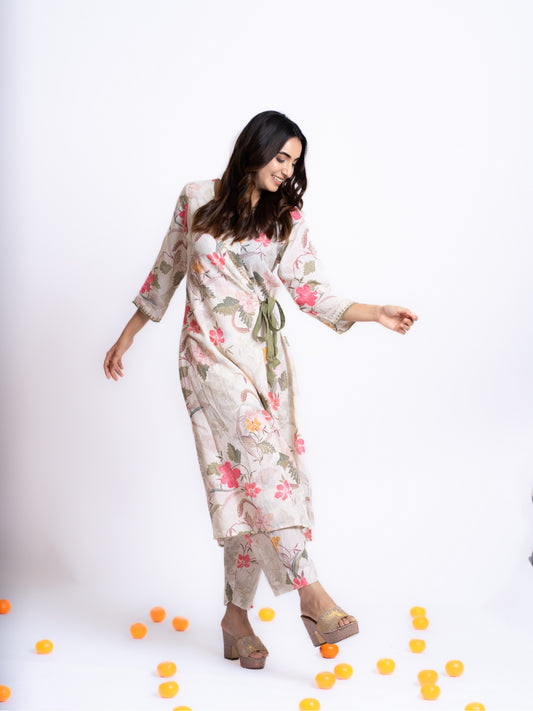 LINEN FLORAL BELTED CO-ORDINATE SET
