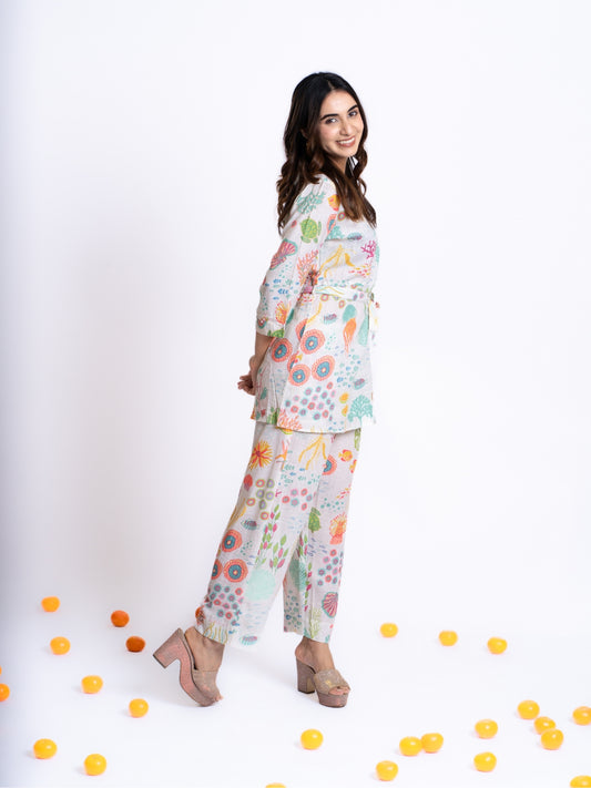 LINEN CO-ORDINATE SET OVERLAPPING TOP