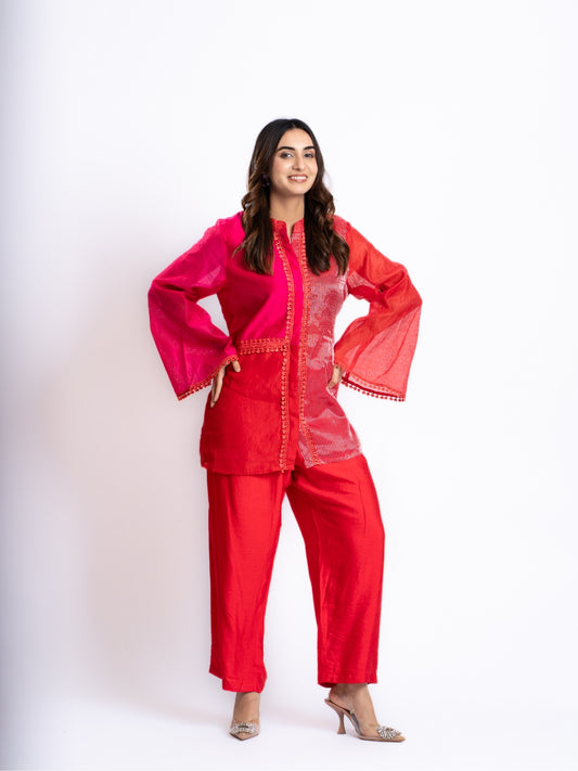 RED STRIPED CO-ORDINATE SET