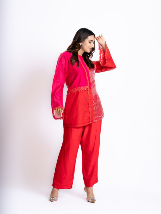 RED STRIPED CO-ORDINATE SET